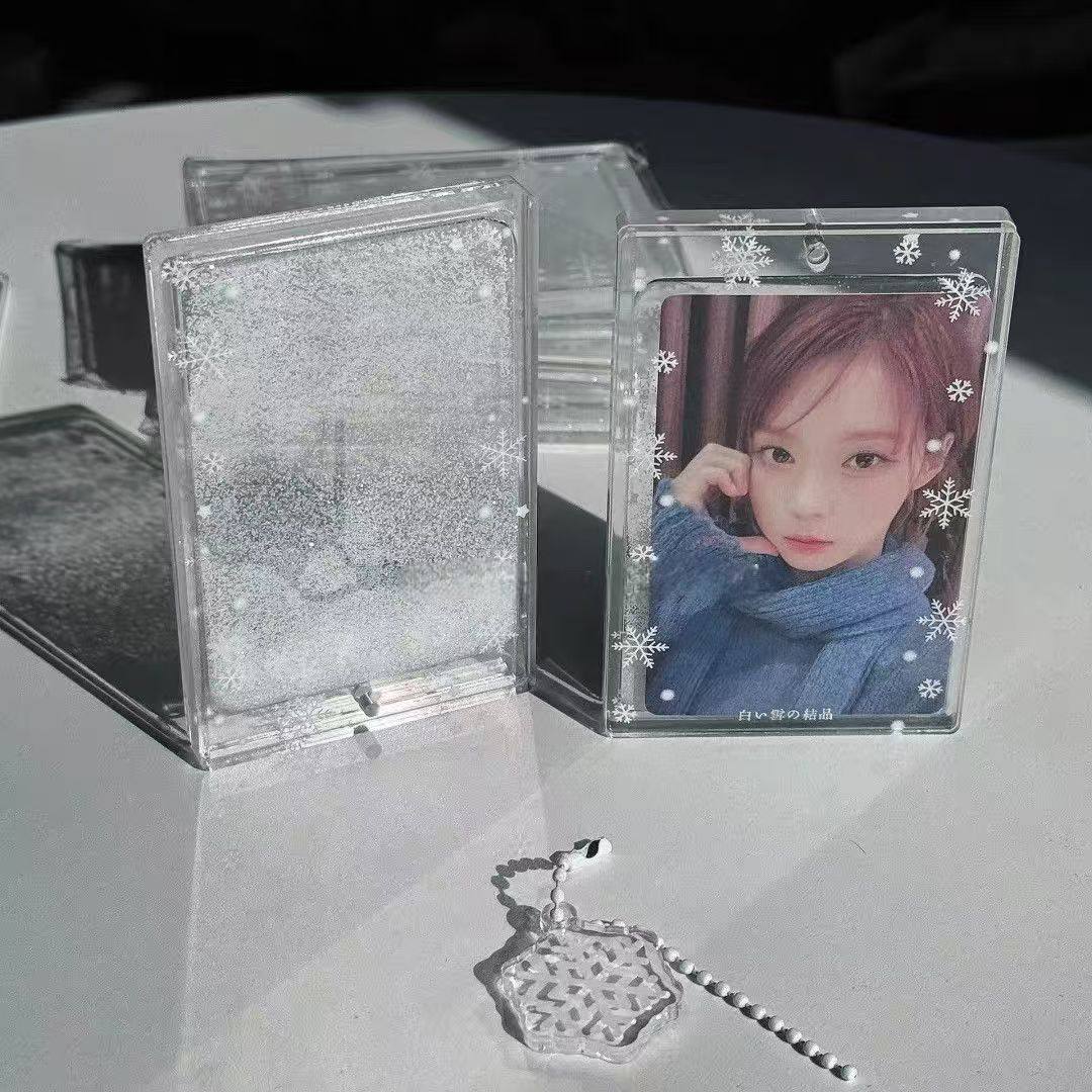 雪花闪粉亚克力拍立得卡套挂件