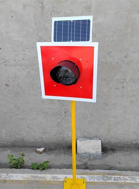 LED红色太阳能信号灯 200mm直径土挡灯 阴雨天可用撞墙灯