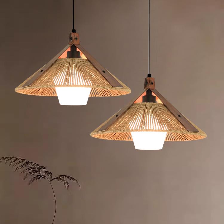 侘寂风麻绳编织吊灯法式覆古饭厅饭店茶楼卡座民宿卧室书房工程灯