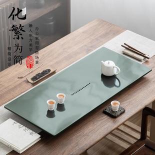 君堂天然天罗绿茶盘整块石材简约家用干湿泡现代轻奢乌金石茶台托