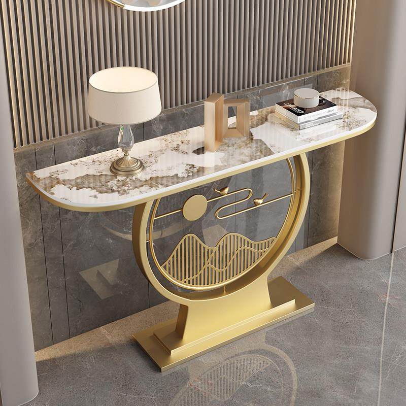 意式岩板创意玄关台入户轻奢玄关桌极简风格玄关柜靠墙半圆端景台,住宅家具,玄关台,淘宝优惠券,粉丝福利购,淘宝优惠卷