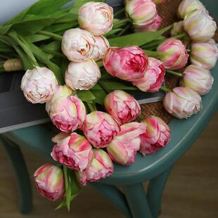 【重瓣郁金香】6头手札花束仿真手捧花茶几餐桌装饰花卉样板间摆