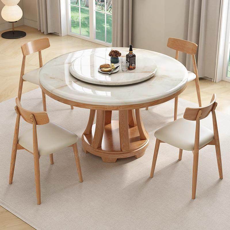大理石餐桌带转盘家用现代简约轻奢小户型吃饭桌圆桌实木桌椅组合,住宅家具,大理石餐桌,淘宝优惠券,粉丝福利购,淘宝优惠卷