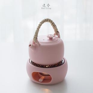 煮茶温茶器蜡烛套装 陶瓷家用藤编提梁壶茶壶日式 加热保温茶炉底座