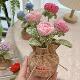 成品手工编织玫瑰铃兰郁金香泡芙花毛线钩织花盆栽汽车摆件仿真花