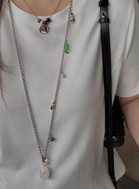 虎眼石包包吊坠毛衣链