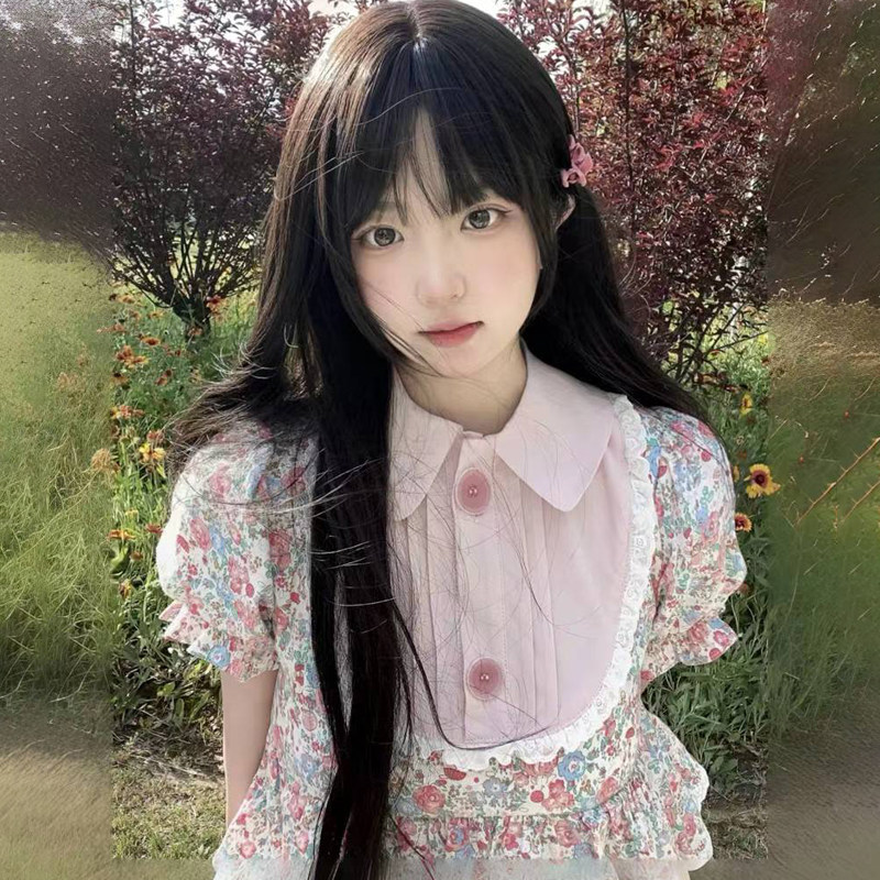 假发女长发长直发lolita仿真人发甜美空气刘海黑长直日系全头套式