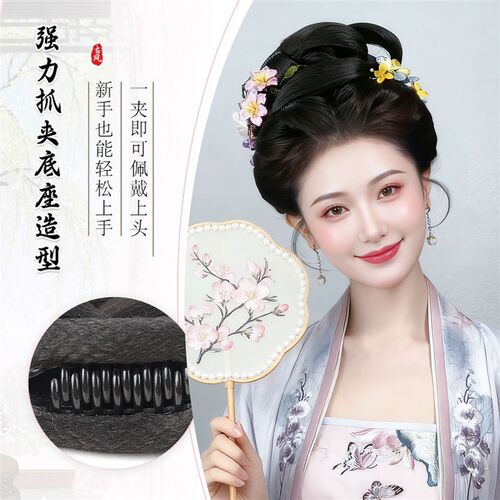 汉服古风全发丝假发抓夹款发髻百搭唐风假发包自然明制汉服假发
