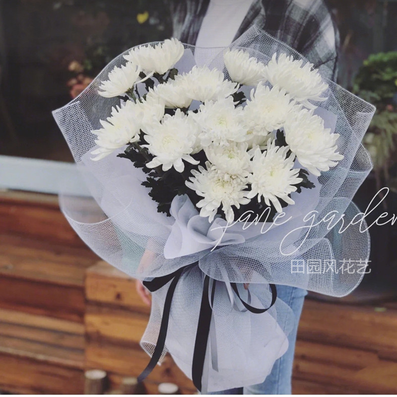 西安鲜花同城速递菊花哀悼念丧事葬礼祭奠清明节冬至扫墓花束