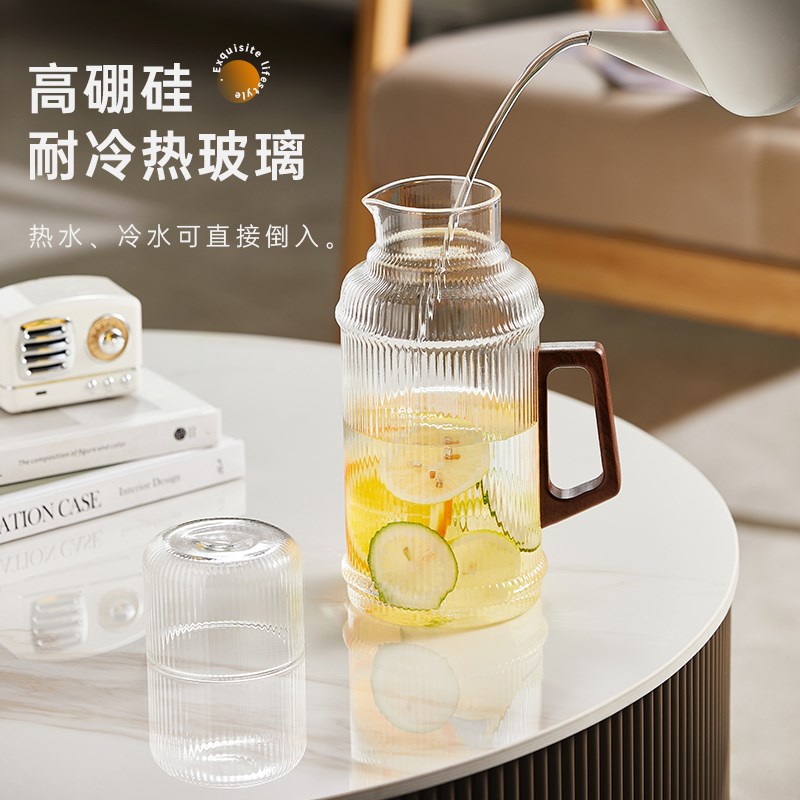 玻璃冷水壶家用客厅大容量耐高温凉水壶装果汁水瓶凉白开水杯套装