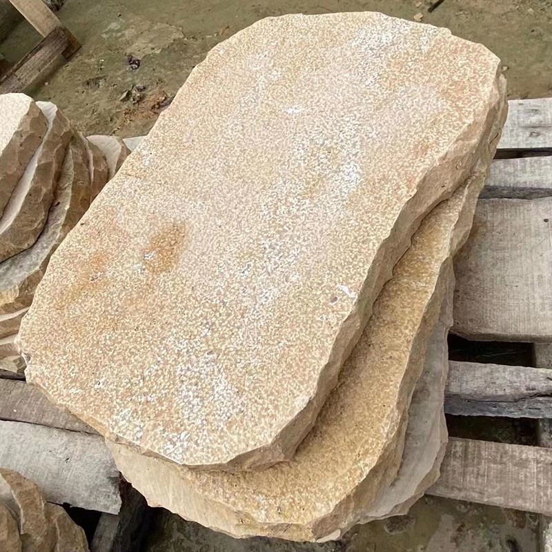 天然莱姆石庭院地砖别墅外墙文化石碎冰裂纹秋黄洞石铺地踏步石材