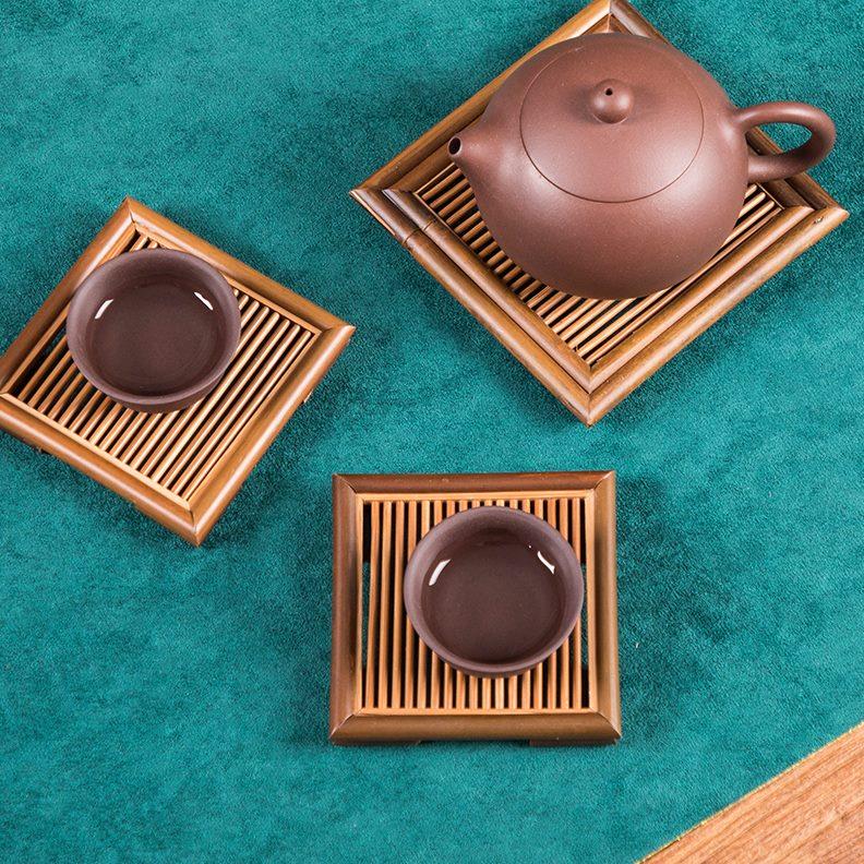 竹丝茶杯垫 竹制禅意紫砂壶托 创意茶杯隔热垫 功夫茶具茶道配件