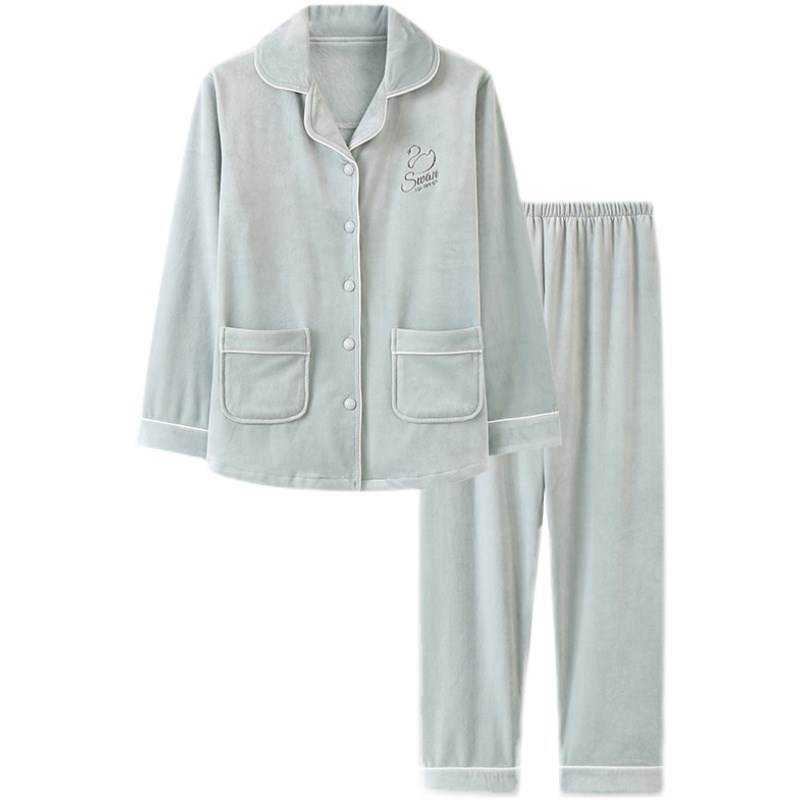 珊瑚绒月子服秋冬加厚保暖薄绒海岛绒大码孕妇哺乳产妇家居服套装