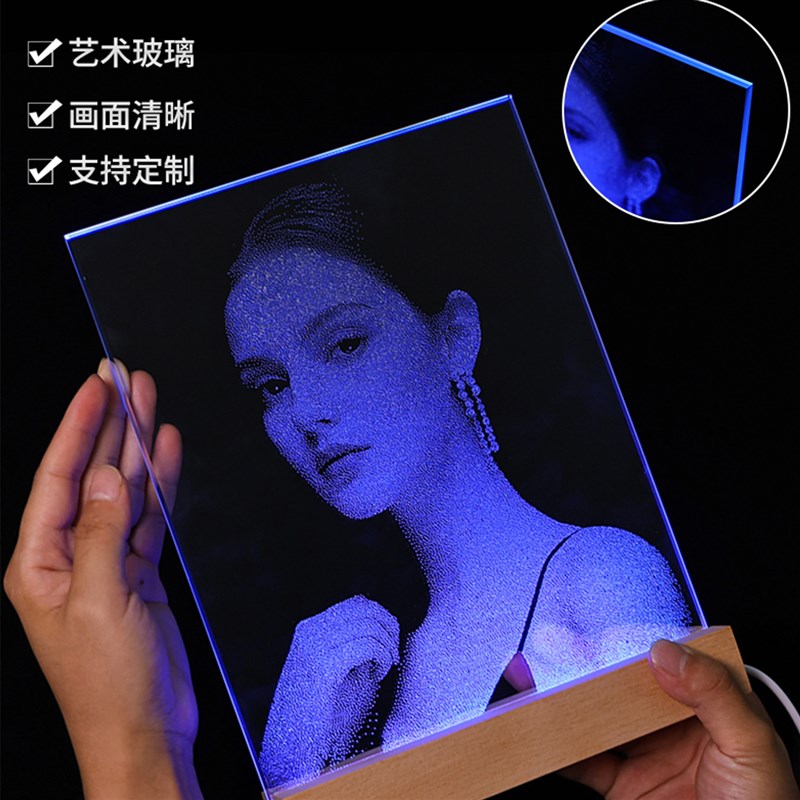 锤子玻璃画定制手工敲打锤子画真人照片合金锤画生日礼物送女朋友