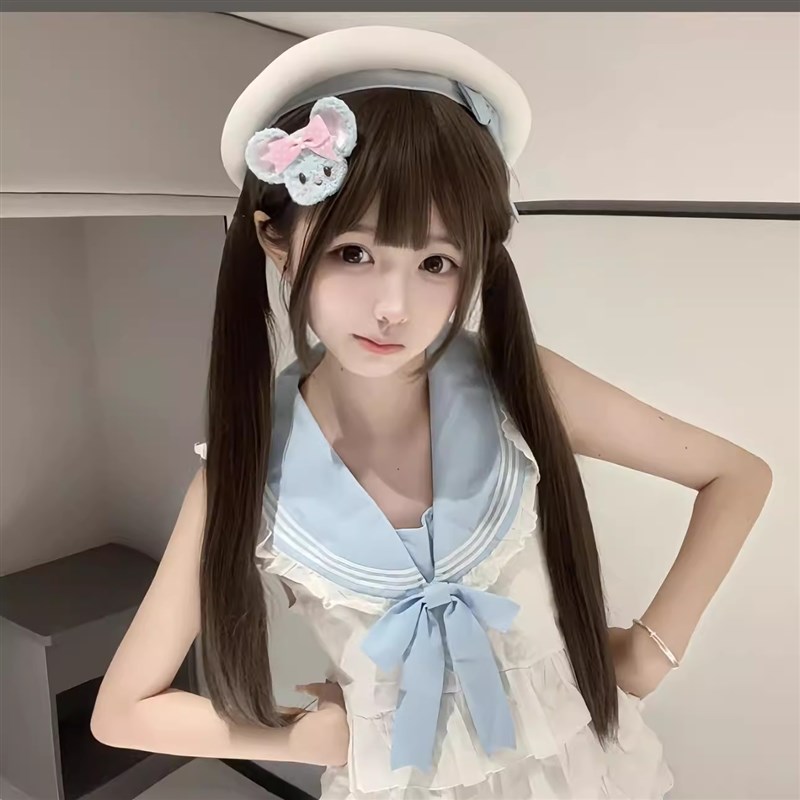 绵绵喵【甜妹】假发女长发日常lolita长直发双马尾jk少萝全头套式