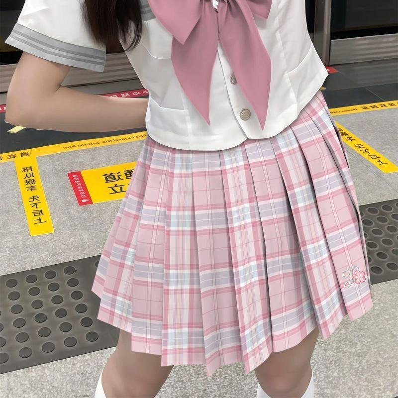 桃妃妃林间风铃原创jk格裙百搭百褶裙日系学院风短裙粉色裙子