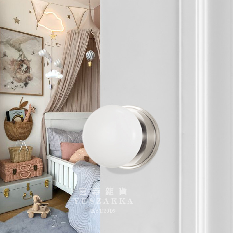 言寺-复古法式 室内木门 陶瓷门把手 执手锁球型陶瓷 家用通用型