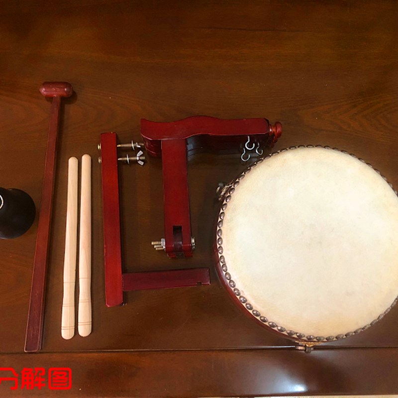 台湾鼓毛皮扁鼓桌面三脚鼓架铃鼓台湾工艺扁鼓铃钟鼓摆件厂家直销