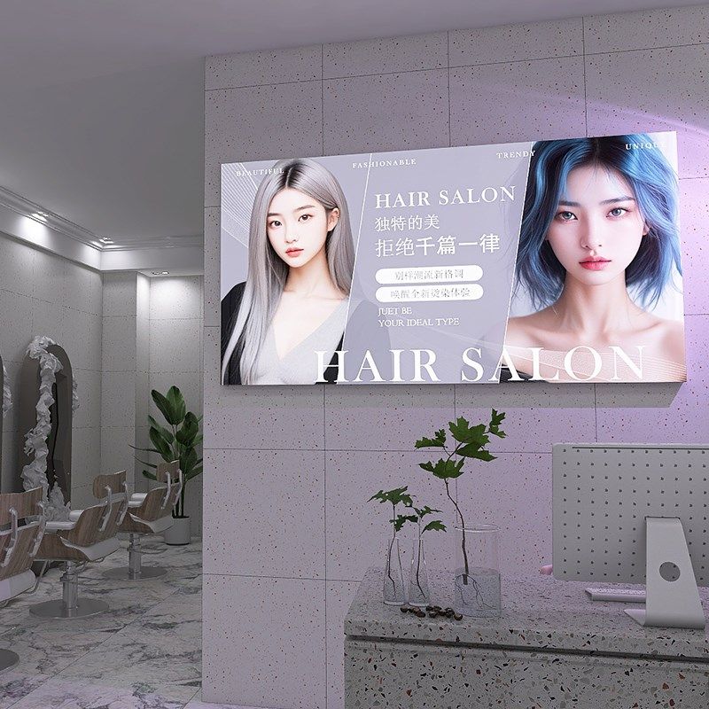 美发店专用发光广告牌理发店卡布软膜灯箱发型设计发廊门头招牌