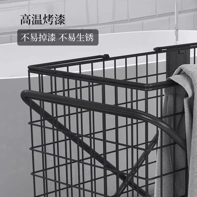 创意铁艺收纳筐购物车型家用带轮可移动大容量脏衣篮收纳架推车篓