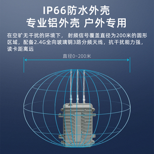 2.4G有源读写器全向远距离rfid4G通讯户外防水人员定位读头标签
