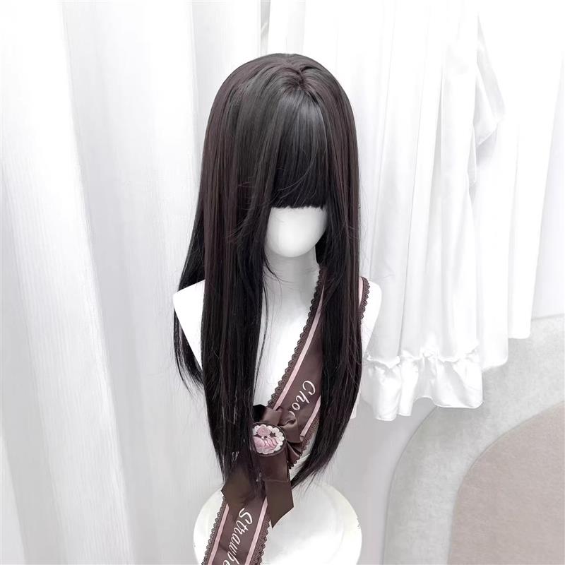 萌了个萌假发女60cm黑长直lolita萝莉双马尾齐刘海jk日常全头套式