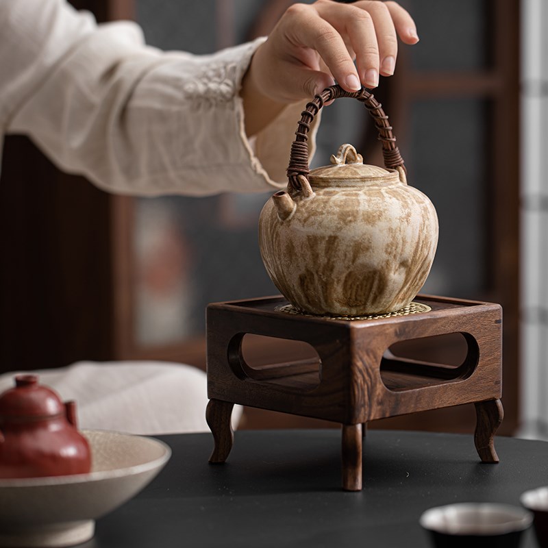 北美胡桃木蜡烛煮茶炉温茶炉底座明火炉热茶暖茶加热炉温茶器中式