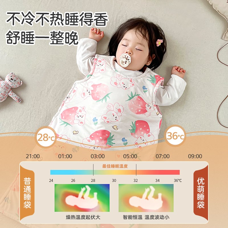 婴儿背心睡袋豆豆绒安抚秋冬季宝宝无袖新生护肚空调房睡觉防踢被