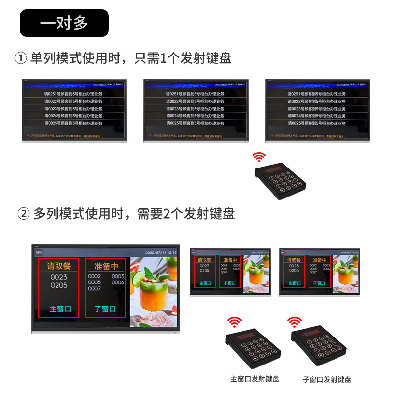 叫号取餐器支援多窗口适用 餐厅无线叫号机适用奶茶店与医院候诊