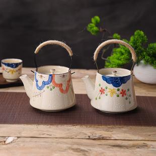功夫茶具新中式 陶瓷茶壶套装 提梁壶泡茶器家用古典手绘花茶壶单壶