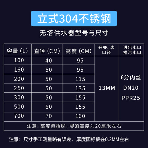 304不锈钢无塔供水器家用304不锈钢压力罐全自动自来水增压泵水塔
