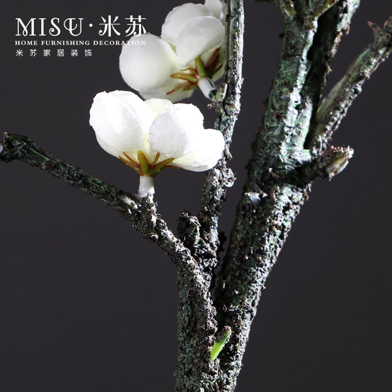 单枝彷真梅花绢花干 干燥树枝腊梅婚庆花艺客厅落地插花假花中式