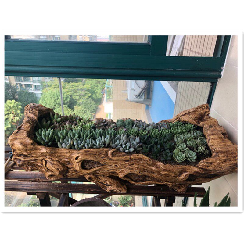 包邮创意树脂仿真木头树桩根雕大号多肉花盆绿植拼盘花园家居摆饰