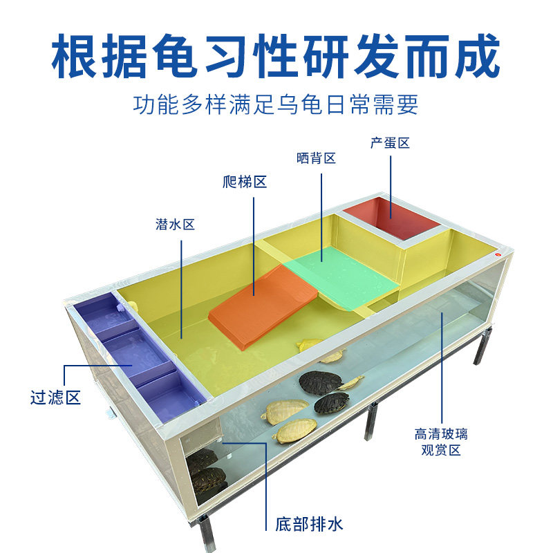 乌龟缸玻璃加PP塑料轻体龟池种龟繁殖箱蛋龟窄桥缸巴西养殖产蛋池