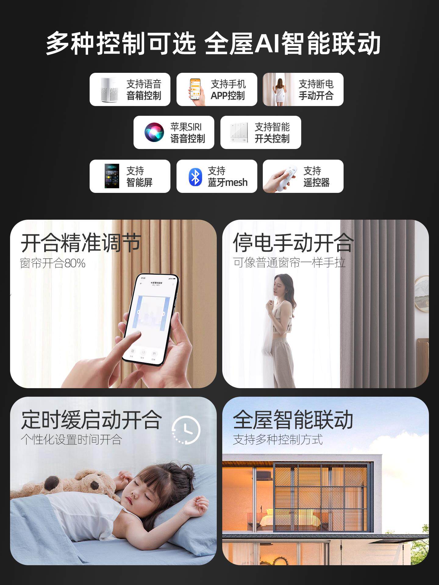 电动窗帘轨道智能全自动静音开合蓝牙语音控制mini无刷小电机