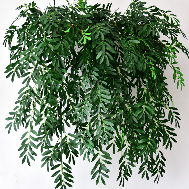 仿真橄榄枝树叶假花装饰藤条吊兰塑料藤蔓植物绿植绿叶壁挂花垂吊