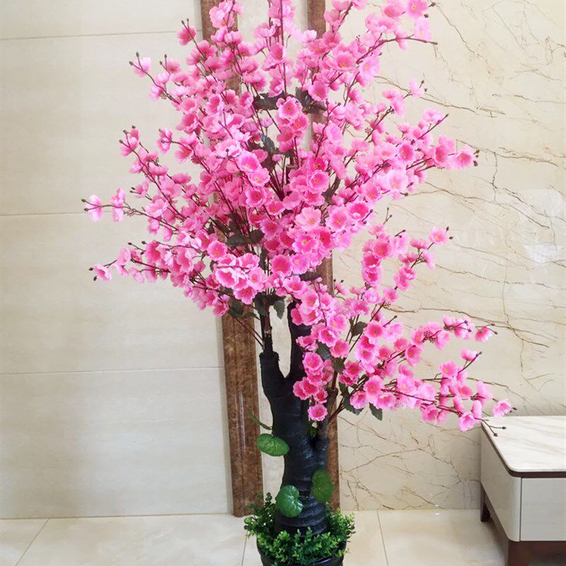 仿真绿植盆栽大型桃花树客厅摆设绢花花艺落地假花室内装饰防真花