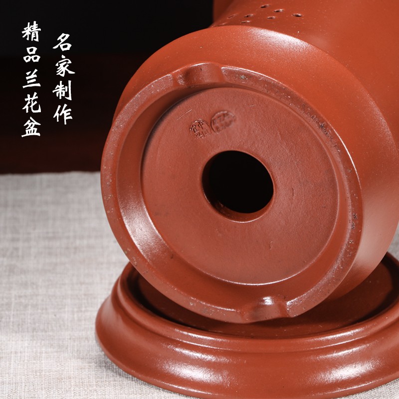 宜兴紫砂花盆吊兰花盆兰花盆带托盘君子兰盆室内特价精品陶瓷花盆