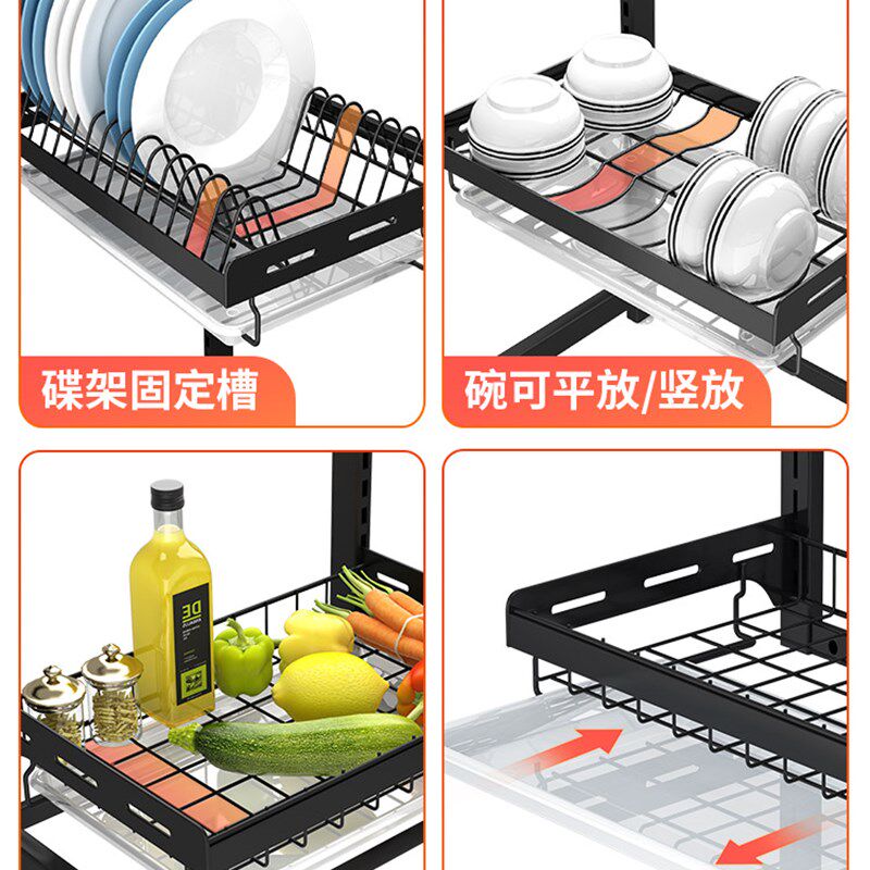 不锈钢厨房沥水碗碟收纳架放碗架沥干台面刀具碗筷架子置物架壁挂