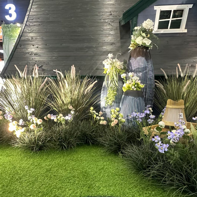 仿真草球狗尾巴假草绿植造景室内景观阻燃款草丛菖蒲微景观植物