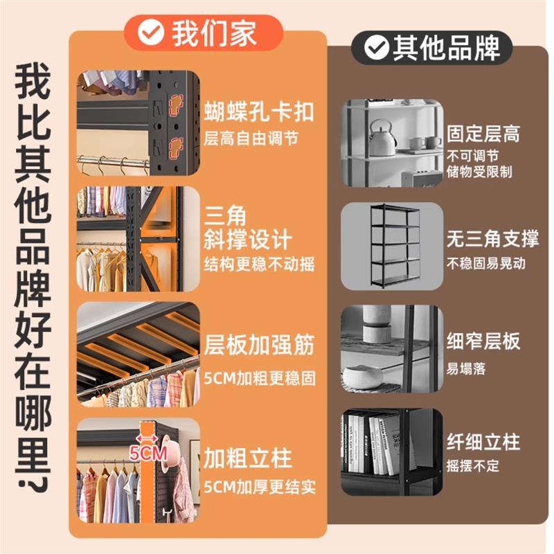 简易家用货架衣柜金属服装展示架干洗店钢制开放式挂衣架衣服架子