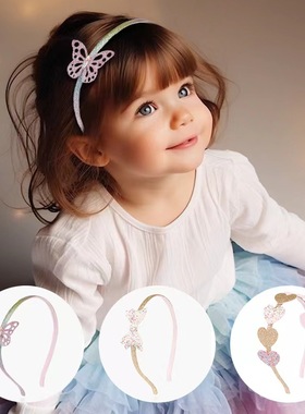 20907儿童亮片格利特发箍 宝宝桃心形蝴蝶爱心发箍 可爱公主发卡