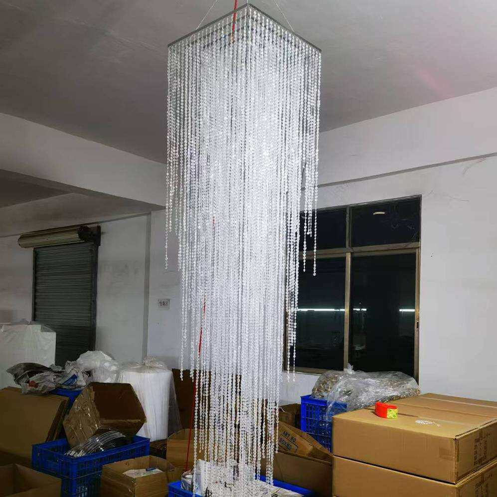 婚庆道具亚克力水晶珠帘正方形枝形吊灯橱窗舞台婚礼场地布置装饰