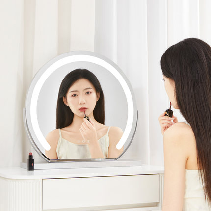 led智能化妆镜子带灯台式桌面大号旋转高清高级补光美妆简约卧室