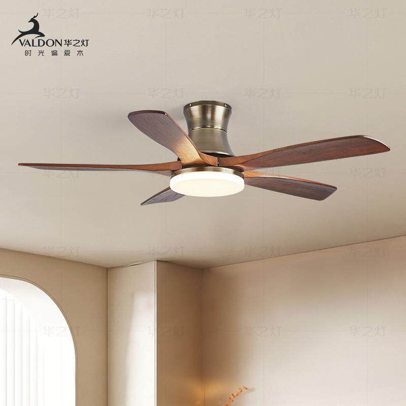 吊扇灯美式覆古简约中古风大气客厅饭厅卧室家用led一体吊扇灯