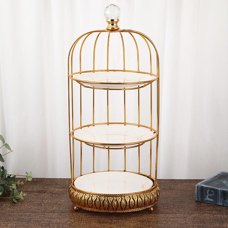 欧式两/三层水果盘创意客厅蛋糕架下午茶甜品台糖果点心托盘