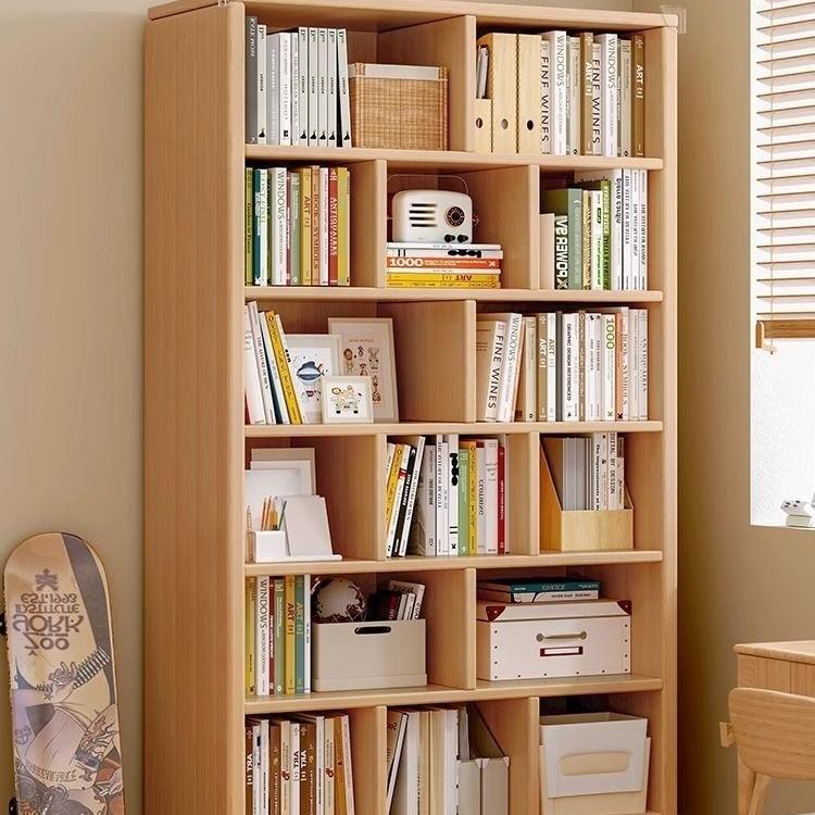 儿童全实木书架加厚落地置物架靠墙柜子储物柜书柜客厅收纳格子柜