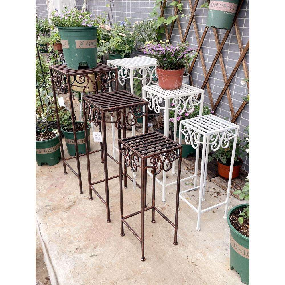 美式落地花盆置物架复古铁艺花凳户外庭院阳台层次阶梯盆栽花盆架