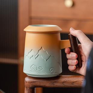 丰顺家用陶瓷泡茶杯茶水分离杯子带盖过滤咖啡水杯礼品LOGO马克杯