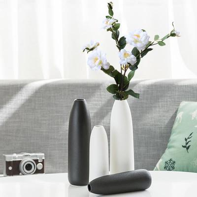 日式黑白迷你陶瓷小号磨砂花瓶水培中式小陶瓶家居创意花器电视墙